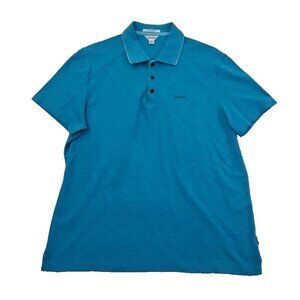 Calvin Klein Liquid Touch Polo Shirt Men's M Turquoise Blue EUC LN Performance
